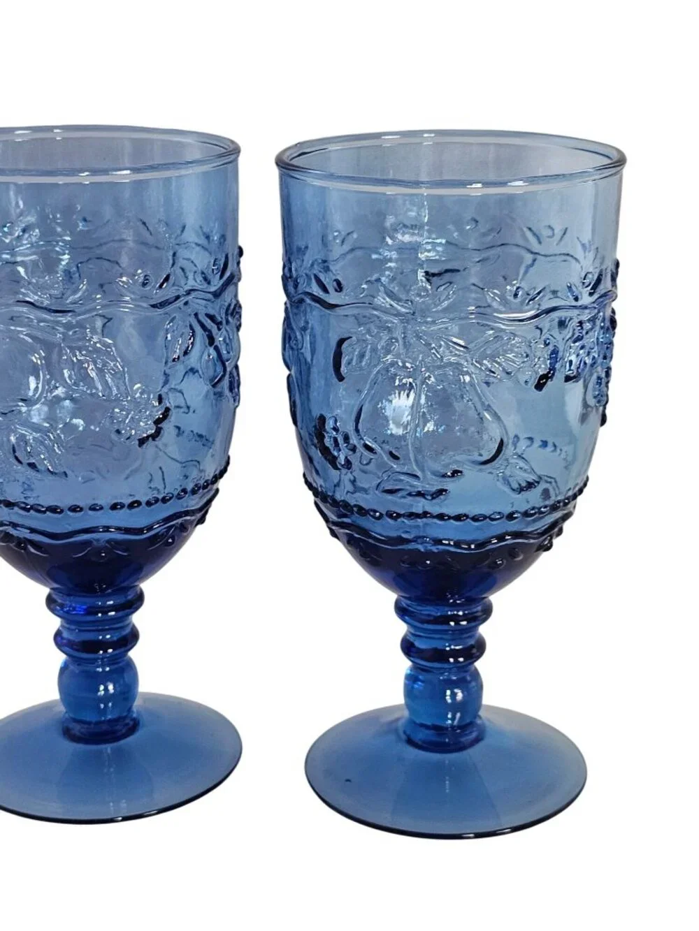 2 Mikasa Garden Harvest Blue Goblets 6.7